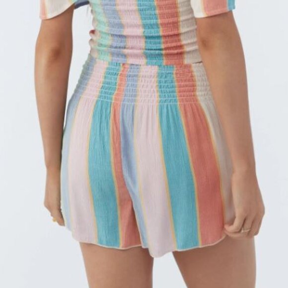O’Neill, Cove Stripe Short, High Rise Smocked Waist Stripe, Size Medium, EUC - Picture 7 of 10